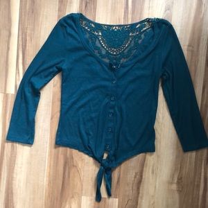 Emerald green three quarter sleeve top